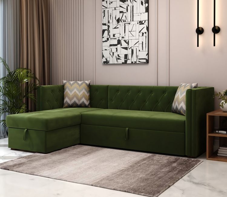 Buy L Shaped Sofa Bed with Storage | fabric sofa cum bed india | sofa bed | latest sofa design