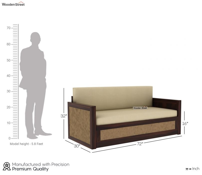 Sofa Cum Bed with Cane | 3 Seater Sofa Cum Bed | Sofa Beds | Wooden Sofa Cum Bed | The Sofa Beds