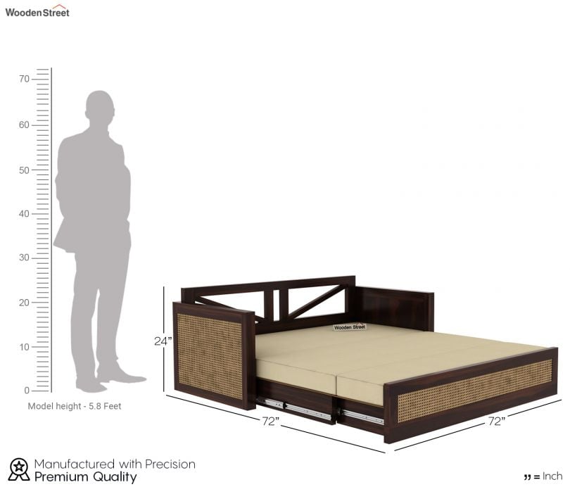 Sofa Cum Bed with Cane | 3 Seater Sofa Cum Bed | Sofa Beds | Wooden Sofa Cum Bed | The Sofa Beds