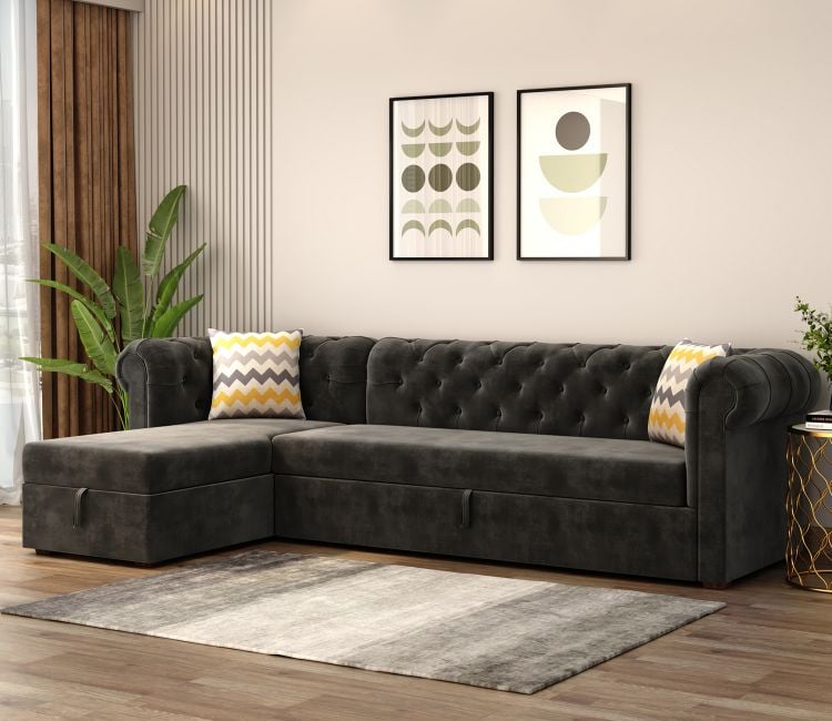 Buy L Shaped Sofa Bed with Storage | fabric sofa cum bed | sofa bed | latest sofa design