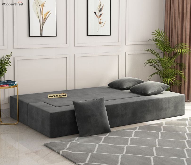 Paxton Premium Velvet 3 Seater Fabric Sofa Cum Bed (Graphite Grey)