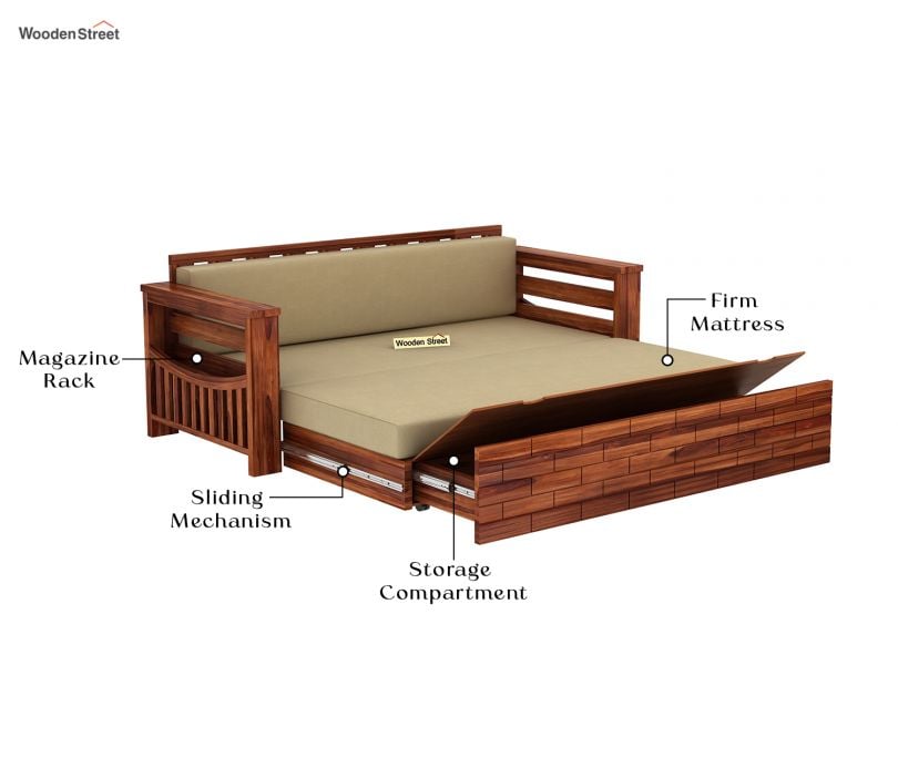 best sofa cum bed design, pull out wooden sofa bed online in India