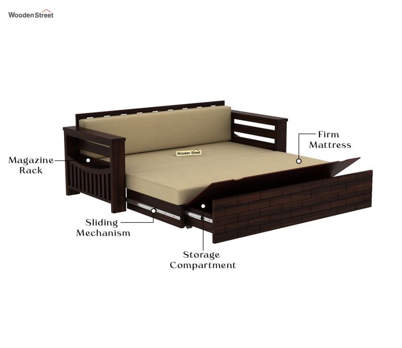 best sofa cum bed design, pull out wooden sofa bed online in India