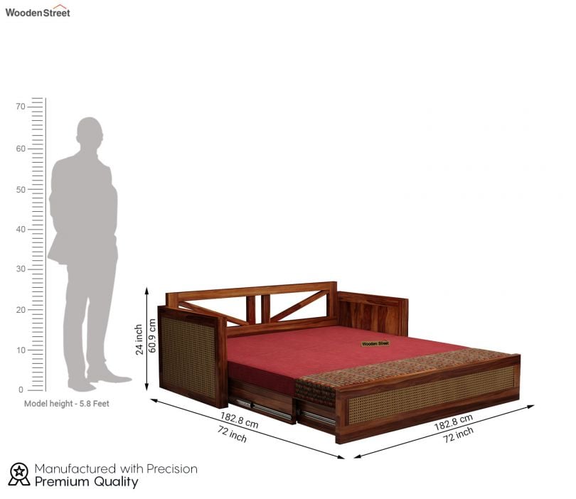 Sofa Cum Bed with Cane | 3 Seater Sofa Cum Bed | Sofa Beds | Wooden Sofa Cum Bed