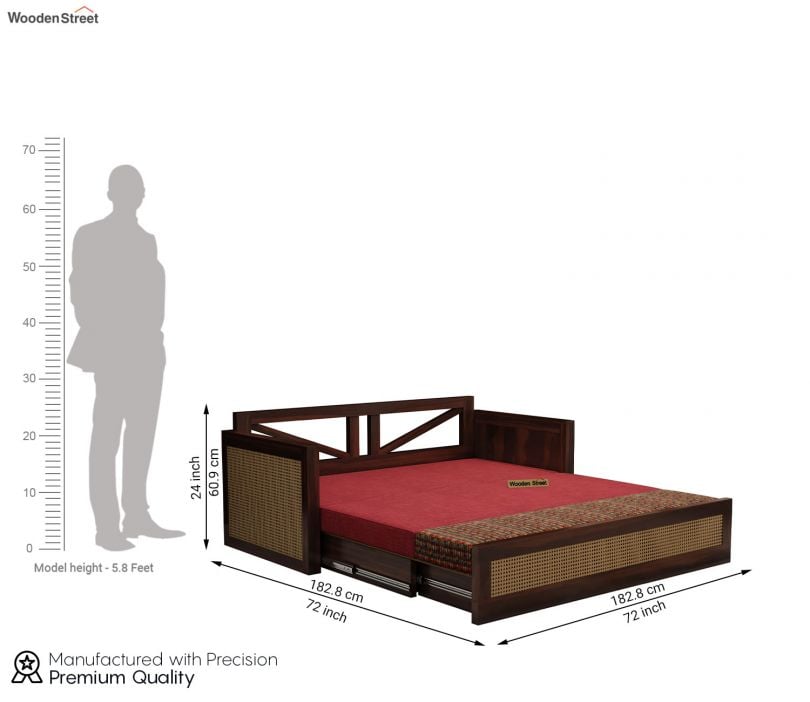 Sofa Cum Bed with Cane | 3 Seater Sofa Cum Bed | Sofa Beds | Wooden Sofa Cum Bed | The Sofa Beds
