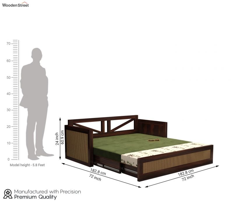 Sofa Cum Bed with Cane | 3 Seater Sofa Cum Bed | Sofa Beds | Wooden Sofa Cum Bed